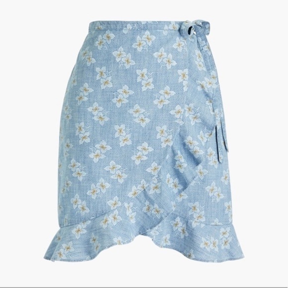 J.CREW MERCANTILE Blue Floral Wrap Ruffle Skirt - Picture 4 of 9